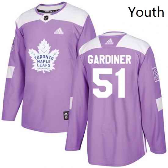 Youth Adidas Toronto Maple Leafs 51 Jake Gardiner Authentic Purple Fights Cancer Practice NHL Jersey